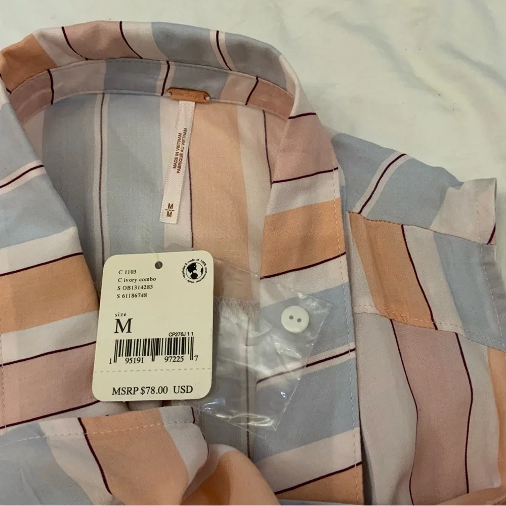 Free People Mackenzie Wrap Button Up Side Tie Top New W/tag XS or Med